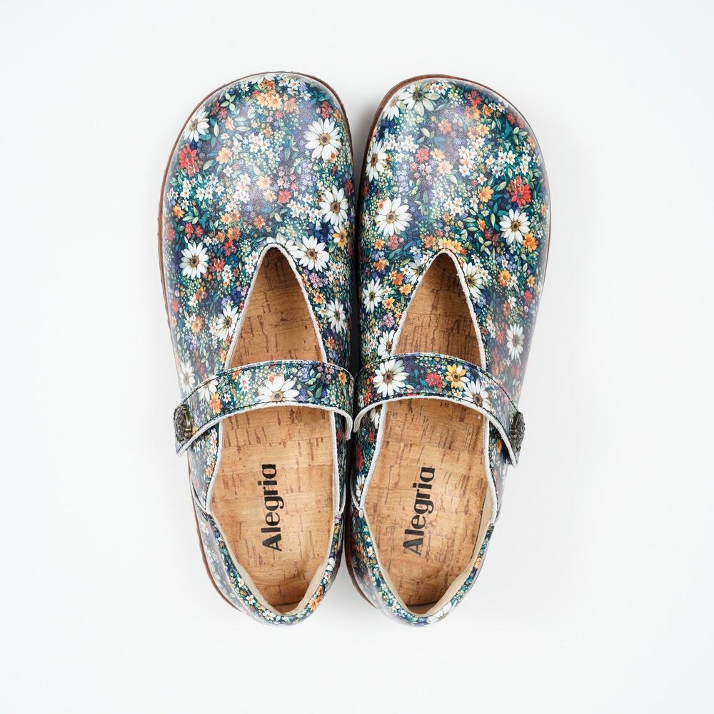 Alegria Ophelia Sugar N Spice Floral Leather Mary Jane Clogs EU 38 US 7.5 8 - Picture 7 of 11
